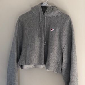 Gray Champion Cropped Hoodie